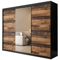 Abiks möbel MÖBEL Kryspol Schwebetürenschrank, Schwarz, Kunststoff, Nachbildung, 8