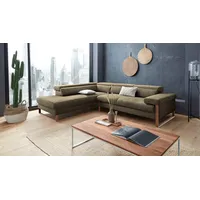 W.SCHILLIG Ecksofa finn, Designsofa mit tollem Sitzkomfort, bequem, L-Form, German Design Award 2016, Fußgestell Nussbaum natur, Breite 281 cm grau