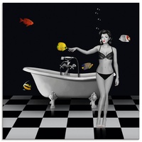 Artland Glasbild »Ein Badezimmer für Fische«, Frau, (1 St.), schwarz