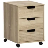 MÖBELPARTNER Emmik Rollcontainer weiß-eiche 3 Auszüge 40,0 x 50,0 x 57,0 cm