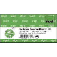 Sigel Garderobenblöcke 1-500, farbsortiert, 5 Blöcke