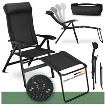 eloneo Campingstuhl mit Liegefunktion Schwarz