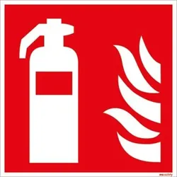 Brandschutzzeichen F001 "Feuerlöscher" PVC 150x150mm - rot/weiß