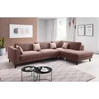 INOSIGN Ecksofa Laurentia, L-Form, mit 4 Zierkissen, Ottomane links oder rechts bestellbar beige|braun