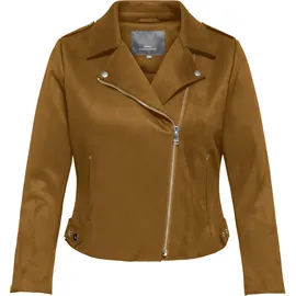 ONLY CARMAKOMA Bikerjacke ONLY CARMAKOMA "CARSHERRY NEW LIFE BONDED BIKER OTW", Damen, Gr. 54, cognac, Web, Obermaterial: 100% Polyester, unifarben, figurbetont, Jacken