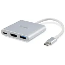 Equip USB-C auf HDMI, USB-A, 60W USB PD Adapter 0,15 m Weiß