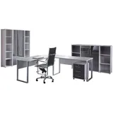 BMG-Möbel Büro Office Edition Set 5 Grau/Anthrazit Hochglanz