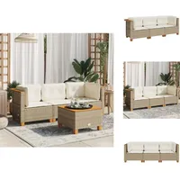 Gartensofa mit Kissen 3-Sitzer Beige Poly Rattan - Gartensofa - Gartensofas - Outdoor Sofa - Garten Sofa