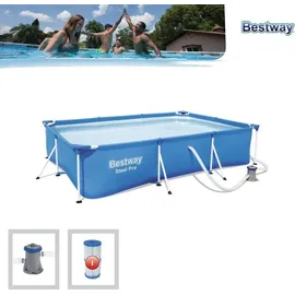 BESTWAY Steel Pro Frame Pool Set 300 x 201 x 66 cm inkl. Filterpumpe
