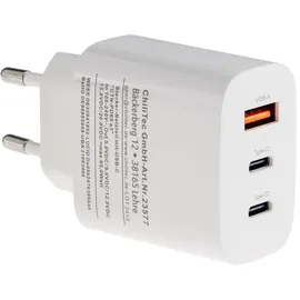 ChiliTec Stecker-Netzteil mit USB-C "CTN-PD65 a3" In 100-240V~, Out 5,0V-9,0V-12,0V=, 65W