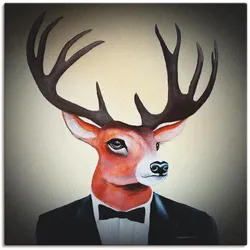 Artland Leinwandbild »Undercover Hirsch«, Humor, (1 St.), auf Keilrahmen gespannt Artland Farbe Bild(er): naturfarben