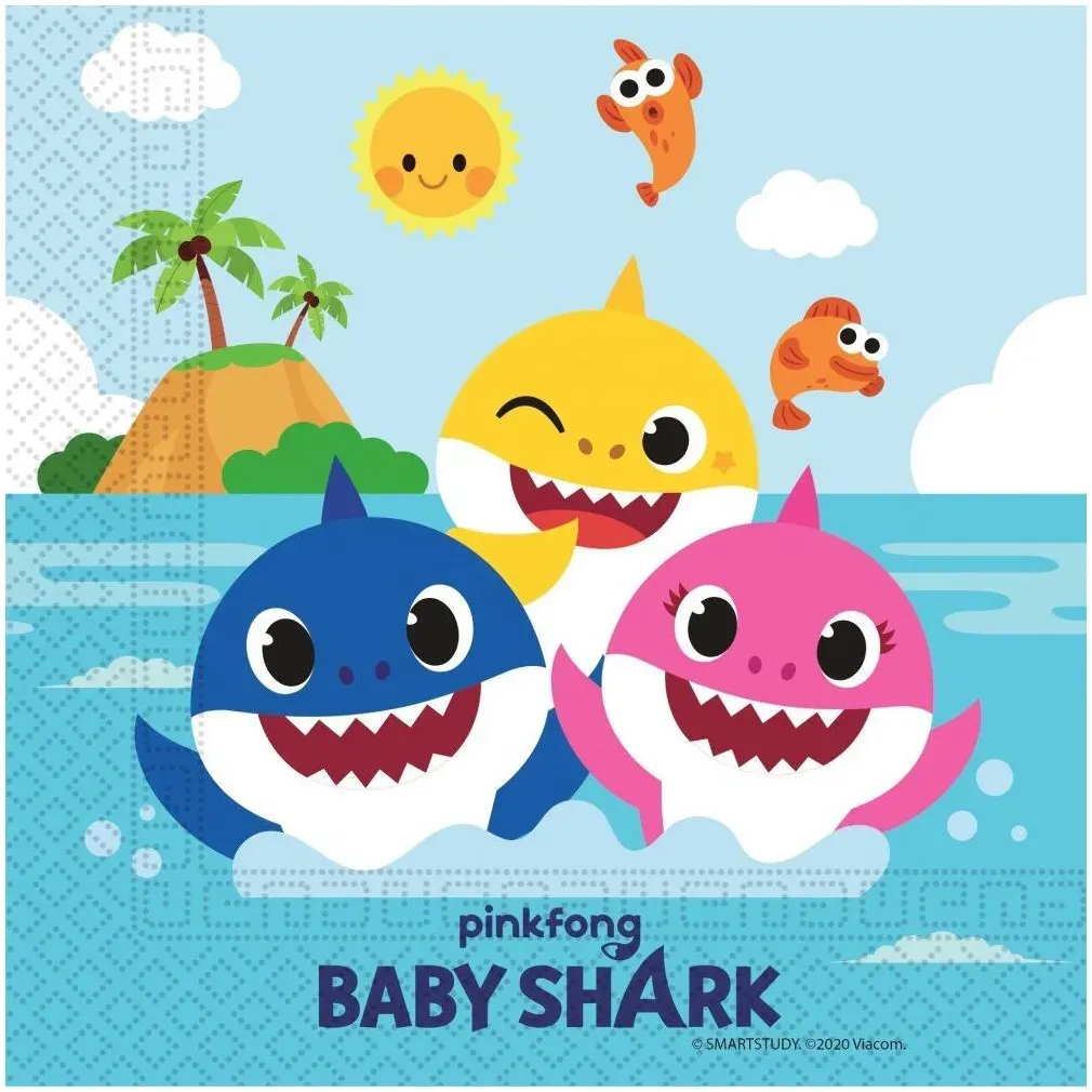 Party Servietten 33 x 33 cm 20 Stück "Baby Shark"