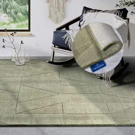 Villeroy & Boch Ursule grün, B:190cm H:10mm L:280cm, Wolle, Teppiche, Läufer, handgewebt, Wolle, Natur, Wohnzimmer, Geometrie, Boho