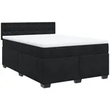 vidaXL Boxspringbett mit Matratze Schwarz 140x200 cm Samt - Schwarz