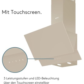 Wiggo A642 Dunstabzugshaube 60cm kopffrei I Abluft Umluft Dunstabzug 626m3/h - Touch-Display 4 Stufen I Energieeffizienzklasse A Schräghaube inkl...