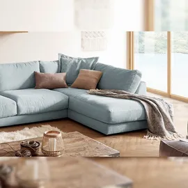 KAWOLA Wohnlandschaft U-Form Madeline Cord Longchair links hellblau