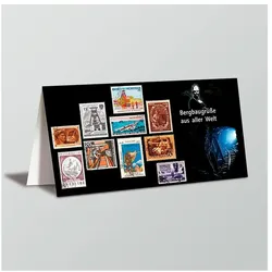 Grußkarte Bergbau Briefmarken aus aller Welt - Glück Auf!