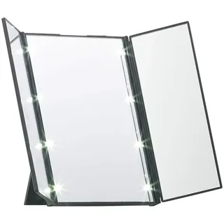 Sichler Beauty Klappbarer Schminkspiegel mit 8 LEDs und Ständer, batteriebetrieben