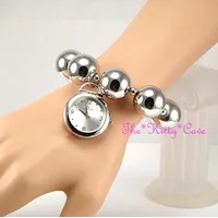 Designer Silber Groß Klobig Kugel Bohemien Strecken Armband Hängend Anhänger Uhr