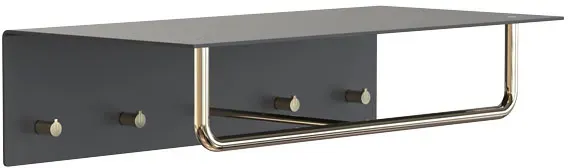 frost UNU Wandgarderobe 4003 mit 4 Haken schwarz matt/gold poliert - schwarz matt