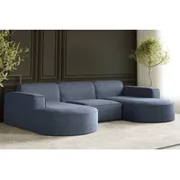 Kaiser Möbel Ecksofa, Sofa U form, Couch U form MODENA U STUDIO stoff Neve Blau