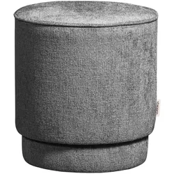 Hocker Pearl aus Melange-Stoff Ø 40 cm, Denim