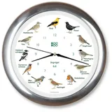 KOOKOO Funkwanduhr Singvögel (Funkquarzwerk) silberfarben