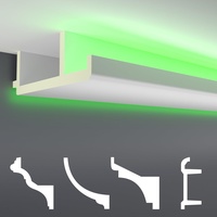 HEXIM LED Stuckleisten Sparpakete - Indirekte Beleuchtung mit Deckenleisten aus PU, leicht & lichtundurchlässig- (2m LED-16) Zierleisten Zubehör Wand