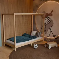 Hago HAGO24 Kinderbett Fußballtor Natur Jugendbett Einzelbett Holz 90x200cm