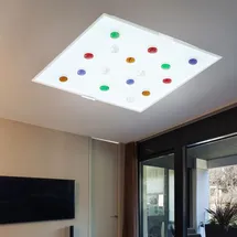 ETC Shop Deckenlampe mit bunten Glassteinen 1x LED 29x29x7,5 cm