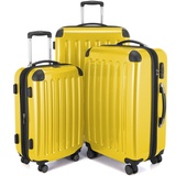 HAUPTSTADTKOFFER Alex - 3er Kofferset, TSA, Trolley-Set, Rollkoffer, Reisekoffer, (S, M & L), Gelb