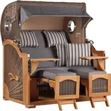 Mr. Deko Strandkorb Düne Grande Bullauge Teak PE Grey Dessin 544