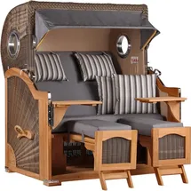 Mr. Deko Strandkorb Düne Grande Bullauge Teak PE Grey Dessin 544
