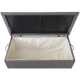 Mendler Poly-Rattan Kissenbox HWC-D88, Gartentruhe Auflagenbox Truhe Premium grau, 80x160x94cm 950l