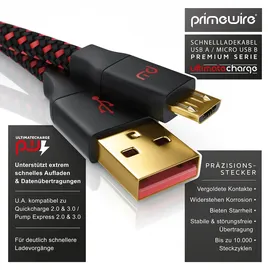 Primewire Micro-USB 2.0 zu USB Typ A Kabel, UltimateCharge MicroUSB 2.0 Schnellladekabel mit Datenübertragung - 2m