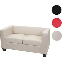 2er Sofa Couch Loungesofa Lille ~ Leder, creme