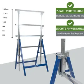 Trutzholm 2x Arbeitsbock 7-fach höhenverstellbar bis 400 kg Stahl verzinkt lackiert blau Klappbock Gerüstbock