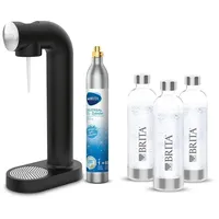 BRITA Wassersprudler sodaONE (Bundle schwarz), (1x BRITA Wassersprudler inkl. 1x CO2-Zylinder & 3x Sprudlerflasche), inkl. 3 PET-Flasche und 1 CO2-Zylinder schwarz