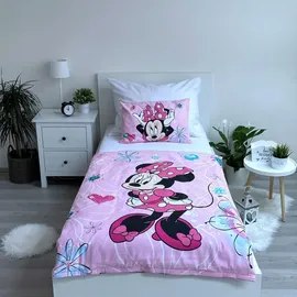 Disney Minnie Mouse Herzen Schwarz 160 x 200 cm + 70 x 80 cm