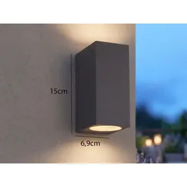 meineWunschleuchte Außenwandleuchte LED spritzwassergeschützt 15 cm 1er Set anthrazit