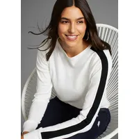 LAURA SCOTT Longpullover mit farblich abgesetzten Kontraststreifen, schwarz-weiß | Gr. 38,
