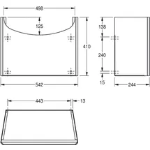 KWC AR Siphonabdeckung, ANIMA, Edelstahl, 542x410x244 mm, Aufputzmontage