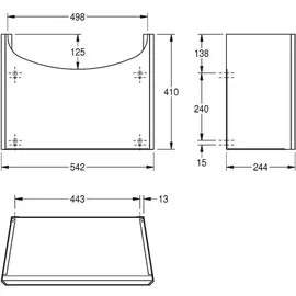 KWC AR Siphonabdeckung, ANIMA, Edelstahl, 542x410x244 mm, Aufputzmontage