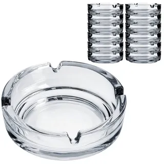 konzept 11 Konzept Aschenbecher aus Glas (12 Stück) | Glasaschenbecher spülmaschinengeeignet | Aschenbecher für draussen transparent Durchmesser 11 cm 3,5 cm hoch