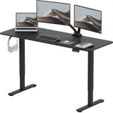 SANODESK Elektrischer Höhenverstellbarer Schreibtisch 160 x 60 cm, Ergonomischer Tischplatte, Steh-Sitz Tisch Computertisch, einfache Montage(schw... - Schwarz