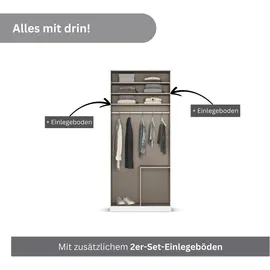 Rauch Drehtürenschrank »Kleiderschrank Schrank Garderobe AGORDO mit Dekor- oder Hochglanzfront«, (in zwei Griff-Farben mit Dekor- oder Hochglanzfront), mit Außenschubkästen, in 6 Breiten und 2 Höhen MADE IN GERMANY, grau