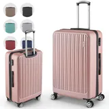 Easy Move ABS Hartschalenkoffer [ERGONOMISCH & SICHER] - Großer Trolley Koffer mit 360° Rädern, Zahlen Schloss - reisekoffer groß, hartschalenkoffer, Luggage (Rose Gold, 74cm) *