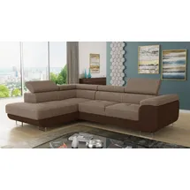 Sofnet Ecksofa Caris mit Schlaffunktion und einstellbare Kopfstützen, Wohnlandschaft mit Bettkasten, Couch, Sofa (Braun + Cappu... - Braun/Beige