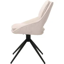 Mendler 6er-Set Esszimmerstuhl HWC-N73, Küchenstuhl, drehbar Auto-Return, Stoff/Textil Boucle (540g/m2) creme