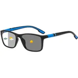Suertree Blaulichtfilter Lesebrille Selbsttönende Sonnenbrille PC Leichte Rechteckige Fassung Herren Damen für Gaming Büro und Freizeit Grau Getönt Blau 1.0X